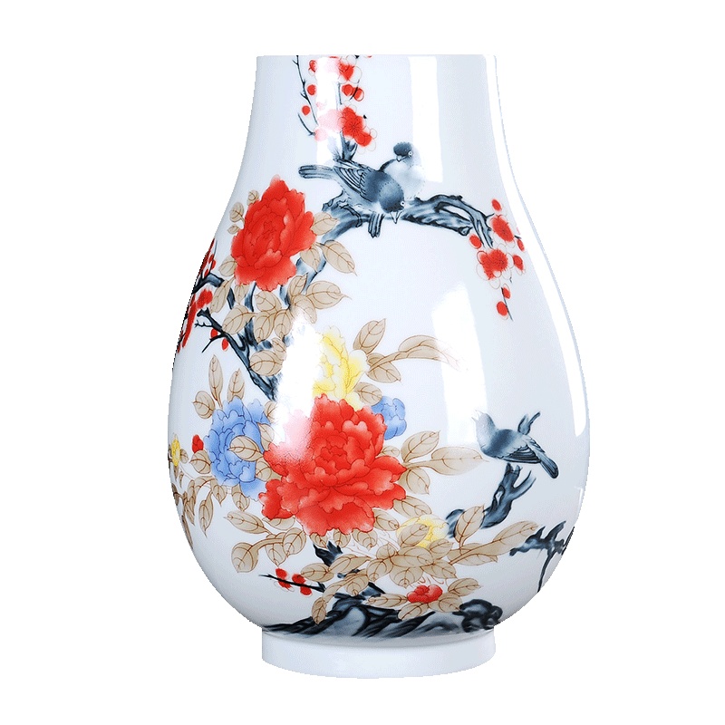 彩帮景德镇陶瓷花瓶摆件花鸟现代中式客厅家居装饰品工艺品