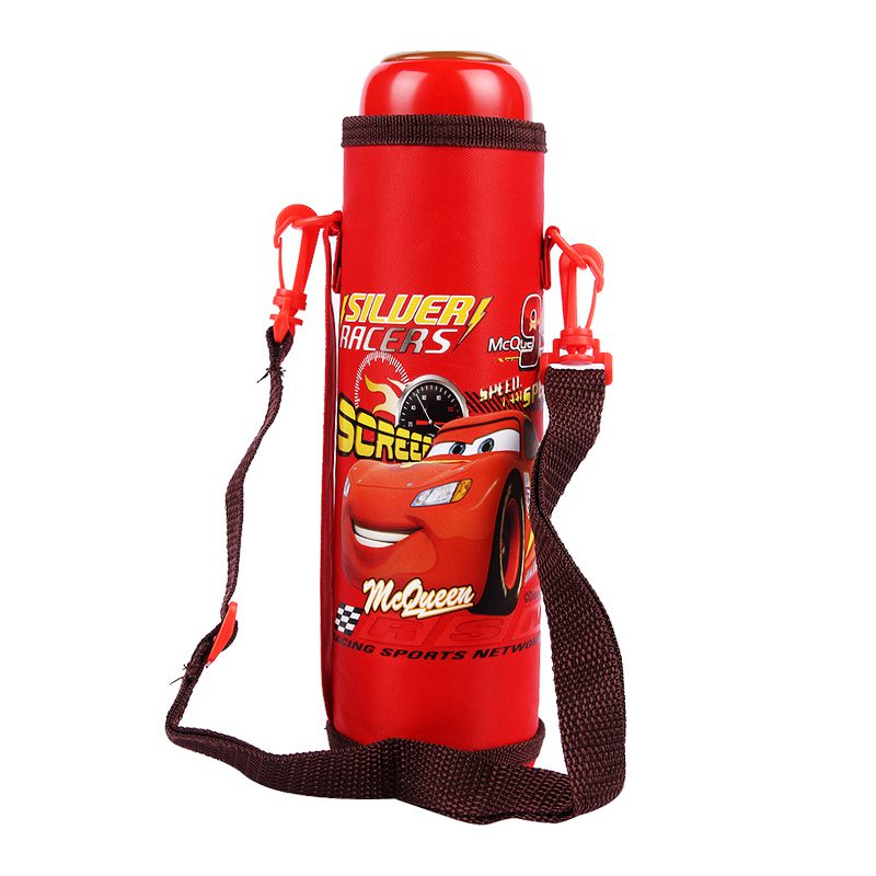 迪士尼儿童不锈钢直饮保温水杯男女童宝宝学生水壶500ml 送杯套 红色汽车