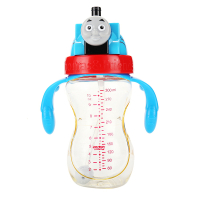 托马斯&朋友 儿童防漏学饮吸管水杯男女幼儿宝宝水壶300ml 带刻度 送重力球 托马斯