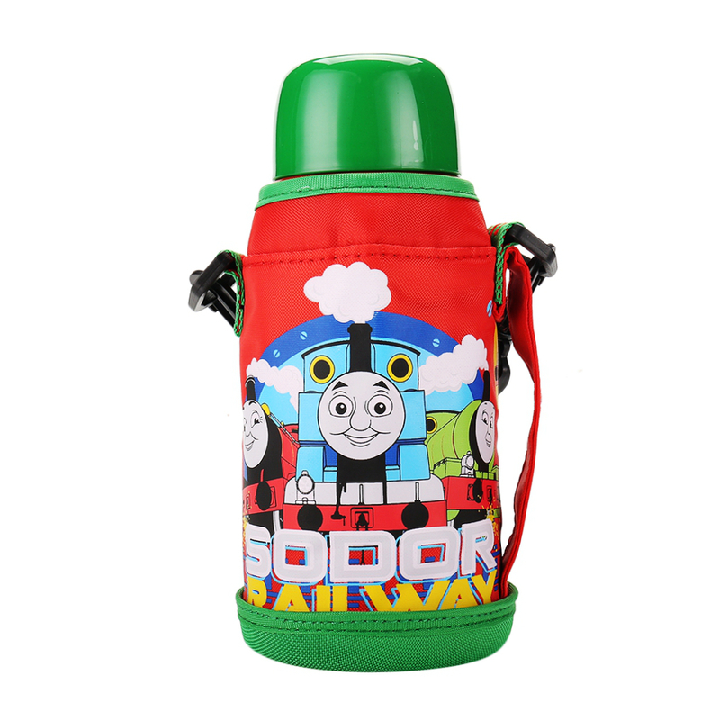 托马斯&朋友 吸管水壶双盖两用不锈钢保温水杯男女童幼儿宝宝水壶580ml送杯套 红绿色