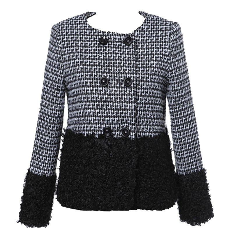 ZARAKARA2018春装新款小香风千鸟格子毛呢外套女短款加厚修身显瘦...