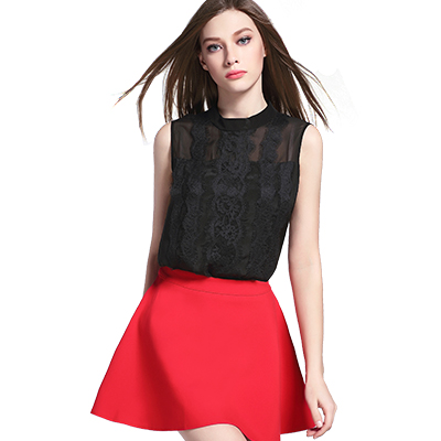 ZARA KARA网纱拼接镂空性感蕾丝衫女装修身显瘦打底雪纺衫2018春夏装新款