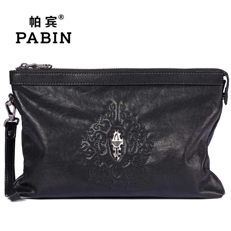 帕宾pabin手拿包男士手包男潮流韩版时尚休闲信封包男真皮软大容量牛皮男包