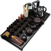 唐华 茶具套装紫砂功夫茶具陶瓷冰裂四合一实木茶盘茶托组合茶具整套