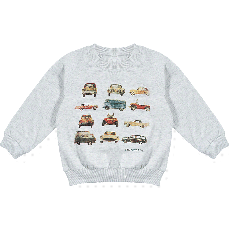 2017春装新品婴姿坊品牌童装男童卫衣舒适透气百搭休闲贴布T恤 花灰