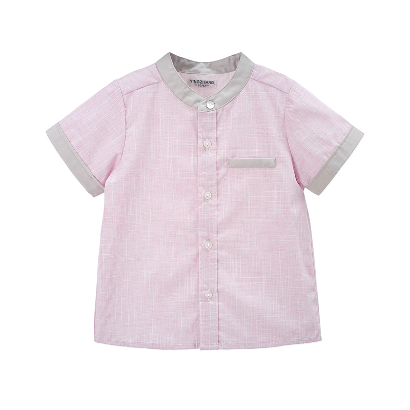 男童2017夏季新品纯色休闲百搭韩版短袖T恤 单排扣