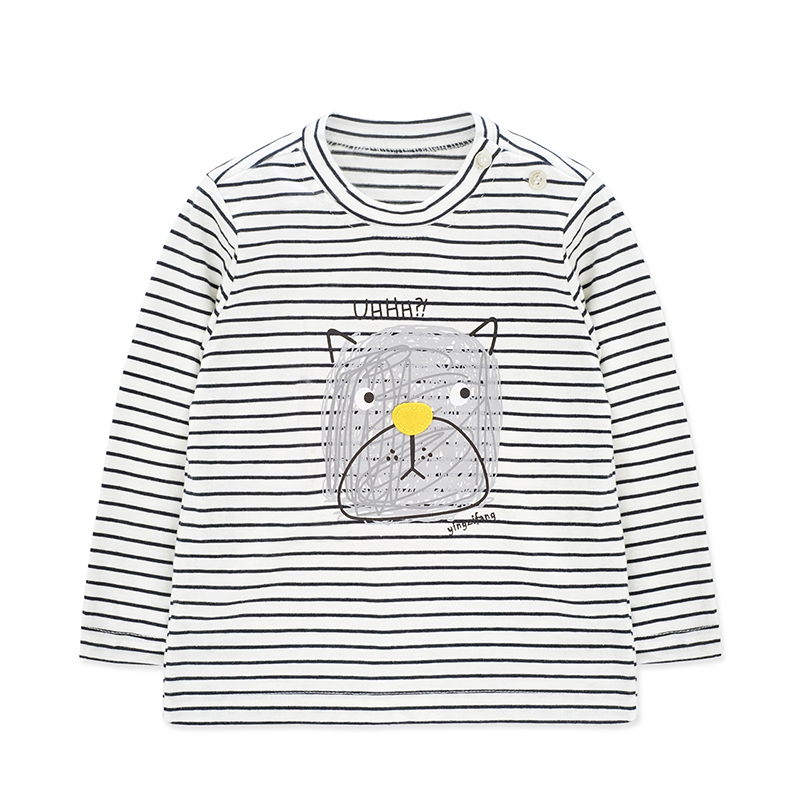 男女童春季新品T恤长袖圆领可爱动物图案外出服1-5岁80-120cm