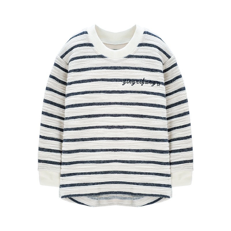 男女童春季新品T恤长袖圆领横条休闲男女宝宝居家服1-5岁80-120cm