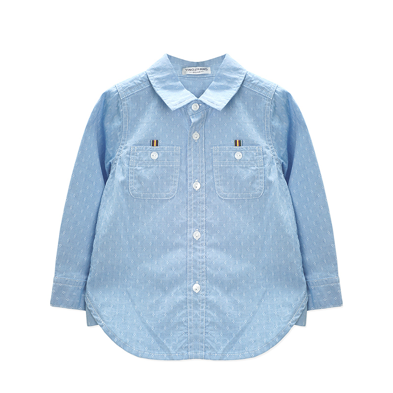 男女童春季新品日系学院风翻领长袖打底衬衫薄外套1-5岁80-120cm