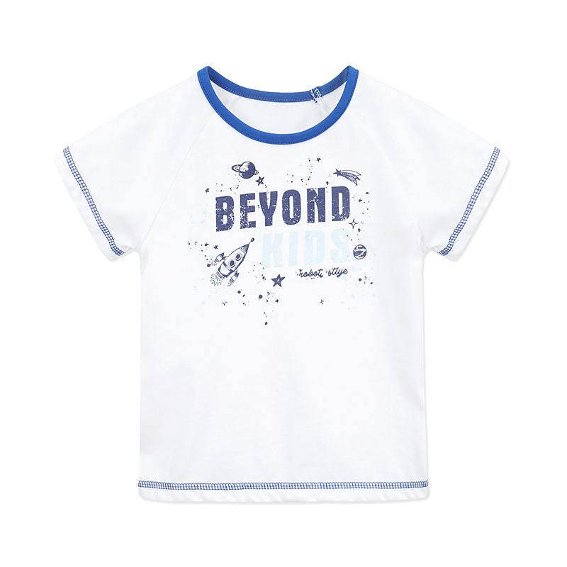 男童夏季英文字母印花简约圆领短袖T恤潮衣1-5岁73-120码
