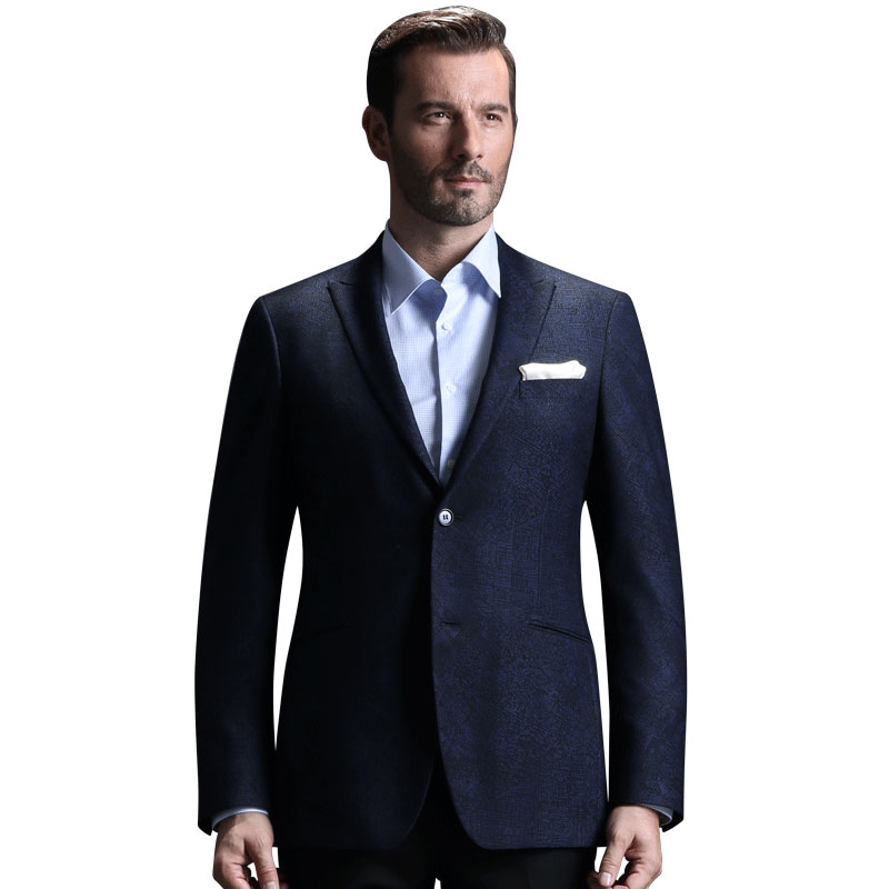 西服 培罗蒙中年男士商务休闲单西蓝色背叉韩版修身便西西装外套EDXBH7271