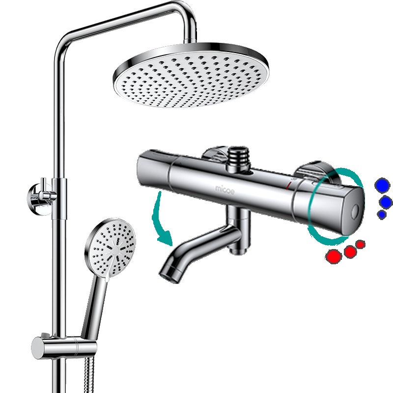 MICOE四季沐歌恒温淋浴花洒套装增压恒温花洒淋浴多出水精铜质挂墙式龙头
