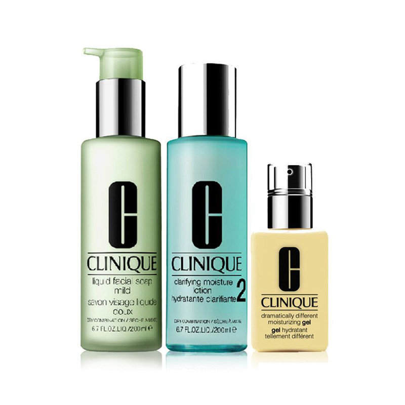 CLINIQUE倩碧三步曲组合护肤套装 控油平衡洁面皂200ml+保湿2号200ml+润肤啫喱200ml(无油黄油)