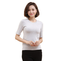 LEIOYDA 2016新款夏季针织T恤女短袖修身圆领打底衫纯色半截袖