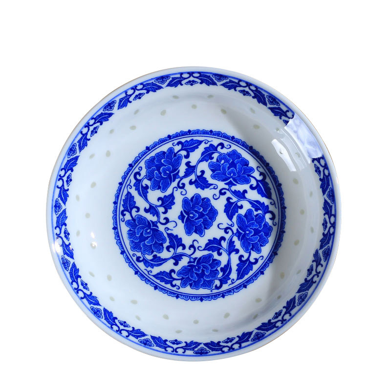 LICHEN 景德镇青花玲珑瓷器餐具菜盘子 釉下彩陶瓷碗盘勺碟自由搭配 7英寸汤盘 一个