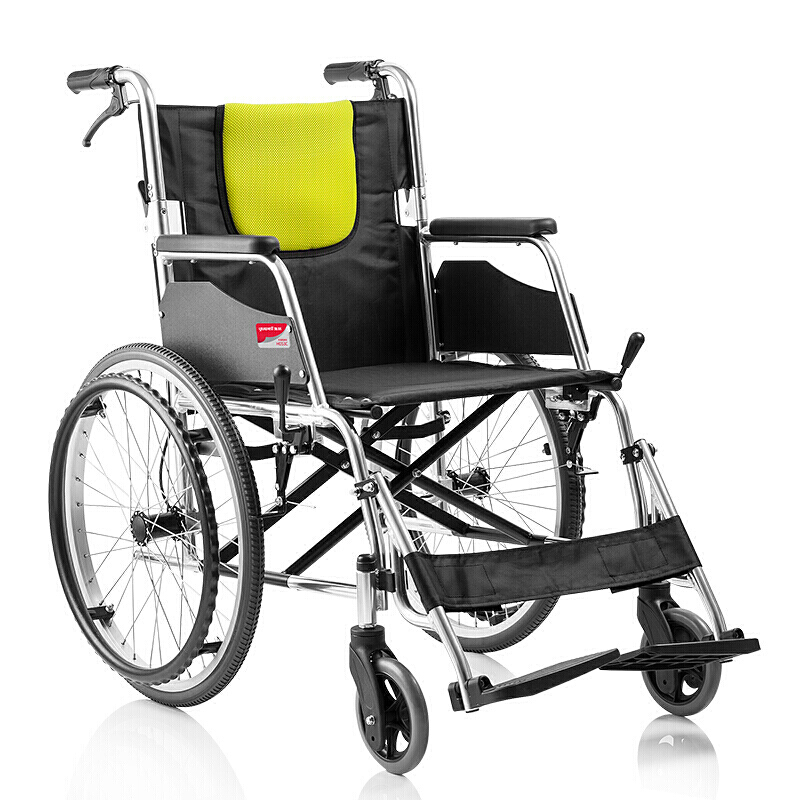 鱼跃轮椅凌跃H053C 家用老人铝合金手推轮椅车 轻便可折叠 带手刹助行仪器 YUWELL医用手推助行椅 人群通用