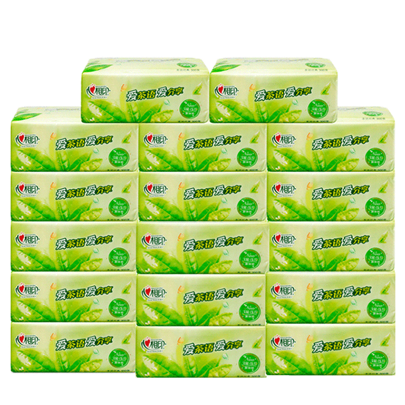 心相印抽纸 18包三层纸巾国产家用卫生纸100抽茶语系列心心相印餐巾纸面巾纸