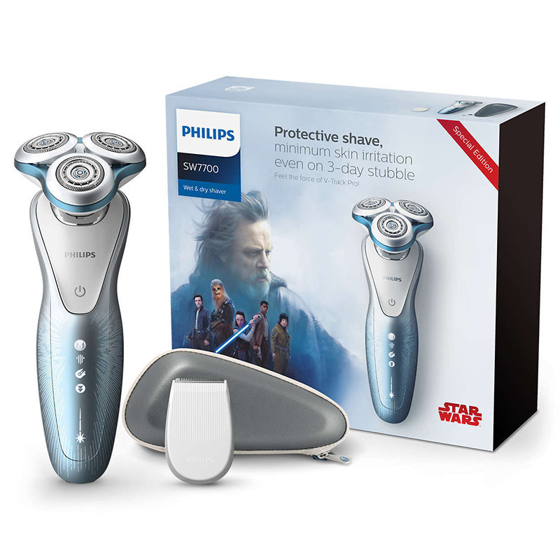 飞利浦（PHILIPS） 电动剃须刀SW7700 干湿两用可旋转刮胡刀 充电式三刀头全身水洗 星球大战系列 克诺比版