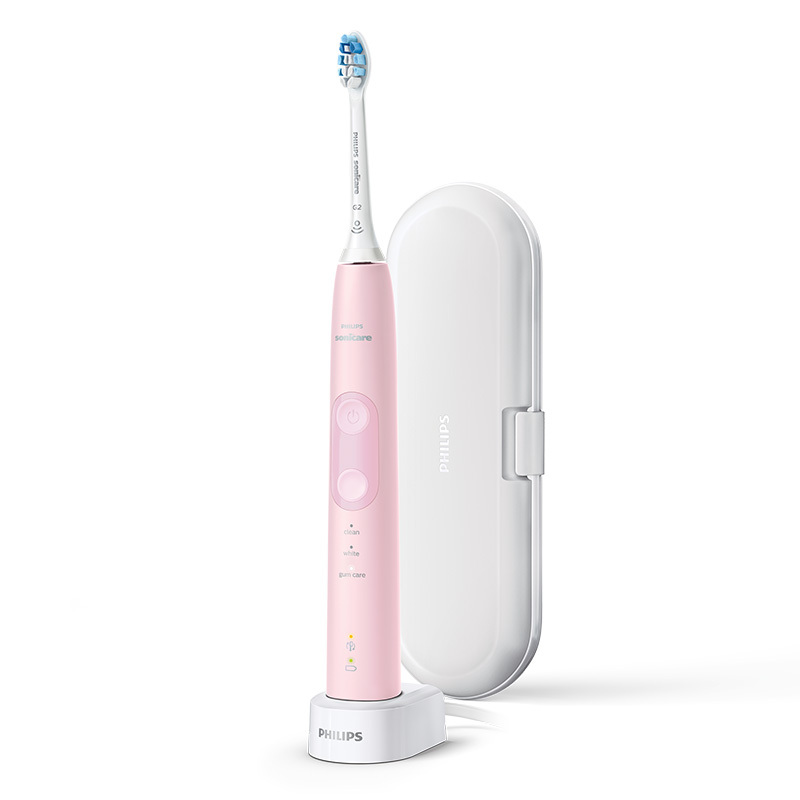 飞利浦（PHILIPS）健康护龈型电动牙刷 充电式声波震动 淡粉色 HX6856/12