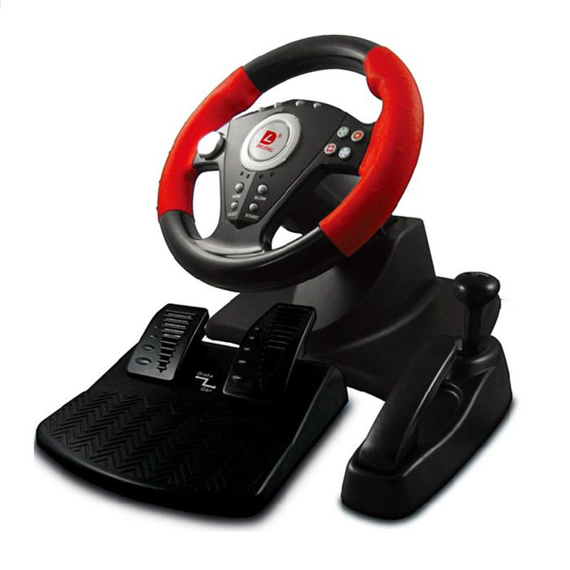 迪龙pu808 有线赛车游戏方向盘电脑学车 汽车模拟驾驶开车游戏机 震动PC电脑方向盘 极品飞车