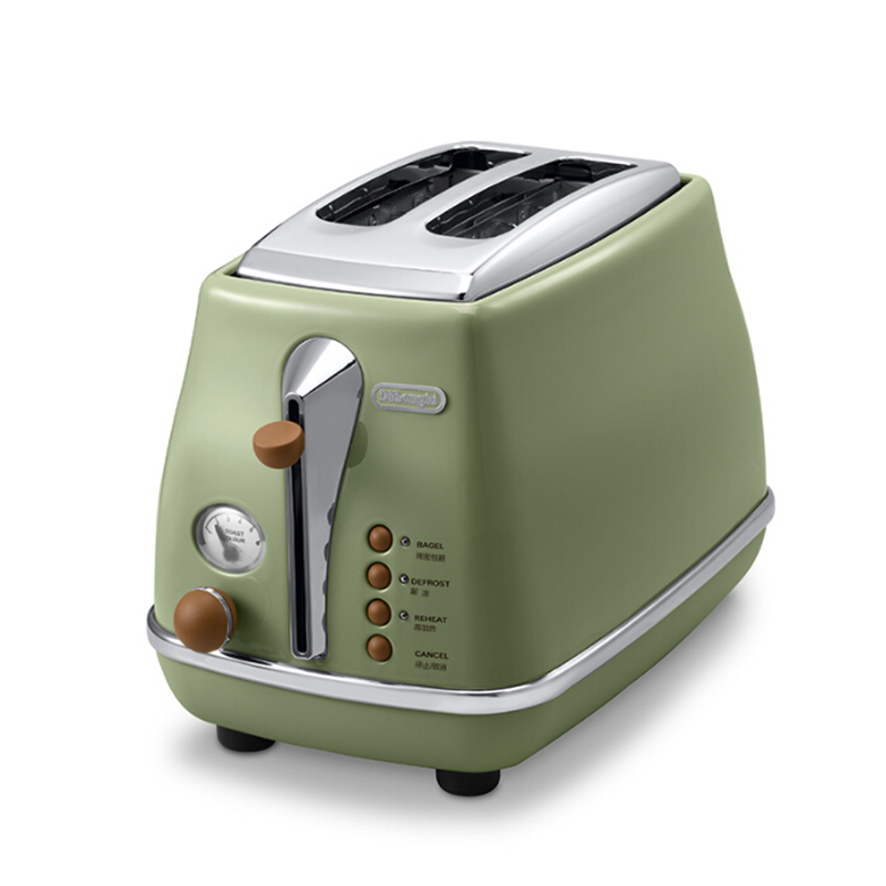 德龙(DeLonghi) CTO2003(橄榄绿)家用复古系列多士炉 全自动烤面包机 早餐烤吐司机 配防尘盖 2片式