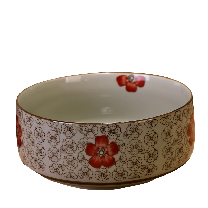 瓷物语景德镇陶瓷 8寸大碗日式汤碗大号面碗 大汤碗家用骨瓷拌面碗盛汤碗 红富贵
