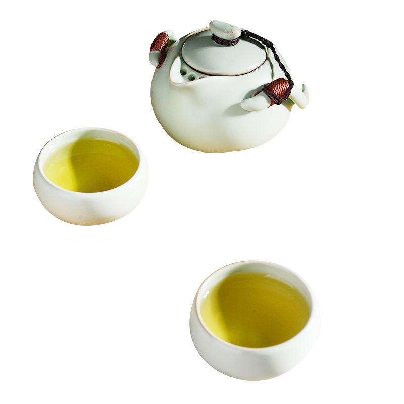 瓷物语茶具汝窑茶具套装整套景德镇陶瓷功夫茶具旅行茶具企鹅壶一壶二杯