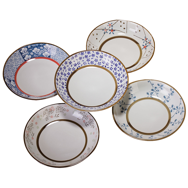 瓷物语韩式餐具套装碗套装和风日式碗盘碟套装7英寸盘子5色套装