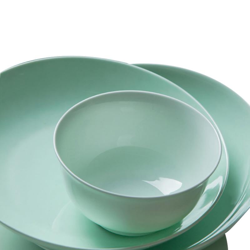 瓷物语（ciwuyu）影青瓷釉下彩碗盘碟骨瓷餐具套装家用礼品20头