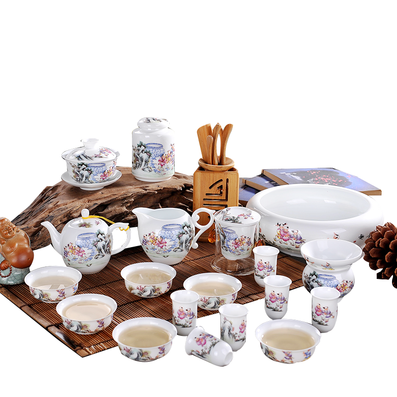 瓷物语彩绘功夫茶具套装整套陶瓷景德镇茶碗茶壶青花瓷茶杯全组礼品茶