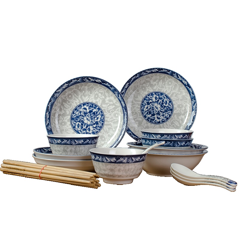 瓷物语40头日式陶瓷简约碗碟套装餐具碗筷组合