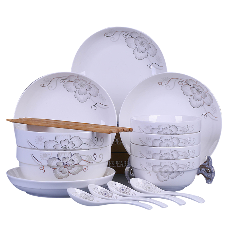 瓷物语6英寸面碗陶瓷家用大饭碗6个装大碗泡面碗大号碗大汤碗(金枝)