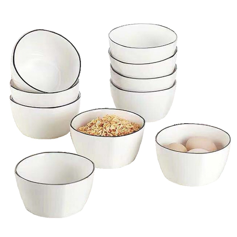瓷物语10只装陶瓷方碗套装家用中式米饭碗骨瓷碗小汤碗