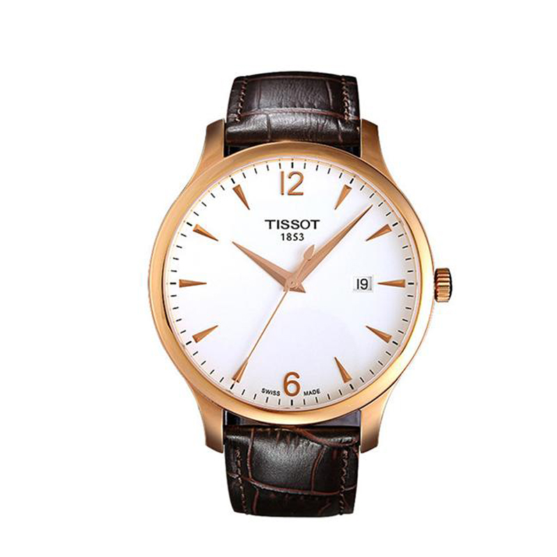 天梭(TISSOT)俊雅系列石英男表真皮皮革男士石英手表T063.610.36.037.00