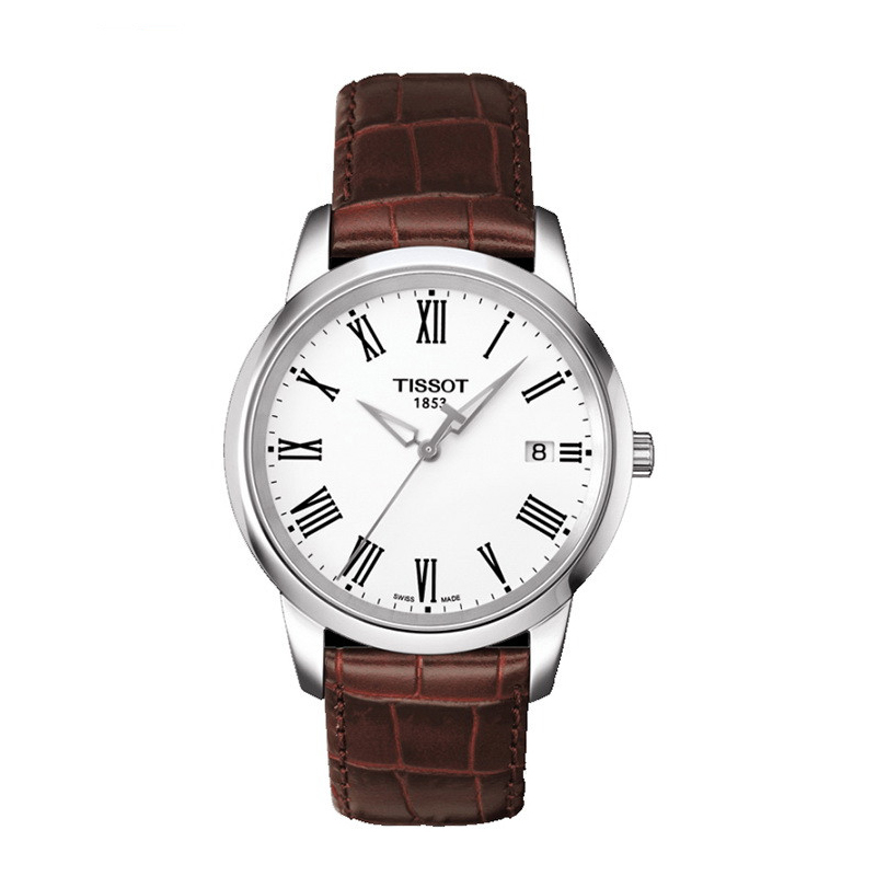 天梭(TISSOT)经典系列石英男士手表真皮皮革男表T033.410.16.013.01