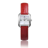 天梭(TISSOT)海浪系列女士红色真皮皮革石英手表 T02.1.265.71