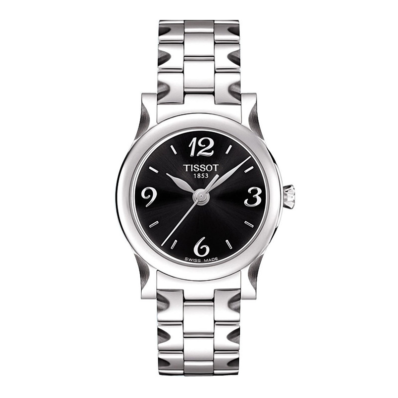 天梭(TISSOT)月亮女神系列黑盘钢带男士石英手表T028.210.11.057.00