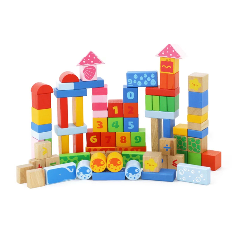 木玩世家积木玩具木制玩具 80粒海洋世界积木EB008 50-100块