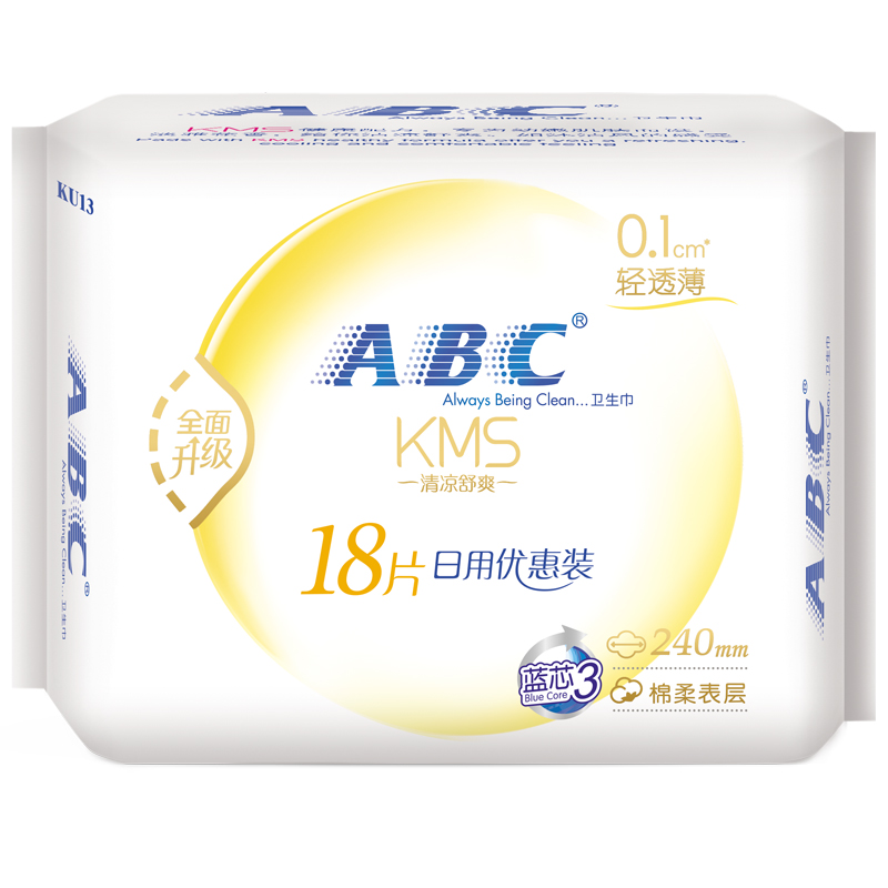 ABC日用纤薄棉柔卫生巾240mm*18片