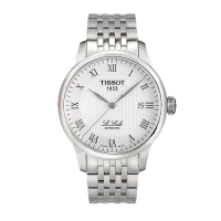 天梭TISSOT力洛克系列手表男士金属商务正装自动机械表男表T41.1.483.33白色