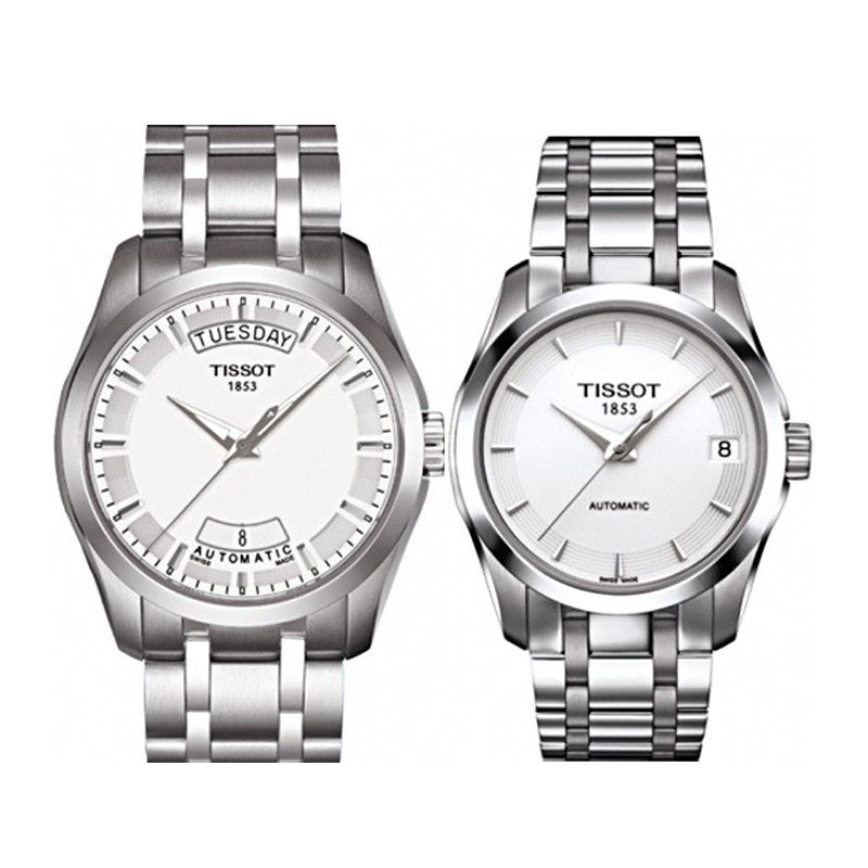 天梭TISSOT库图系列商务机械情侣对表T035.407.11.031.00 T035.207.11.011.00