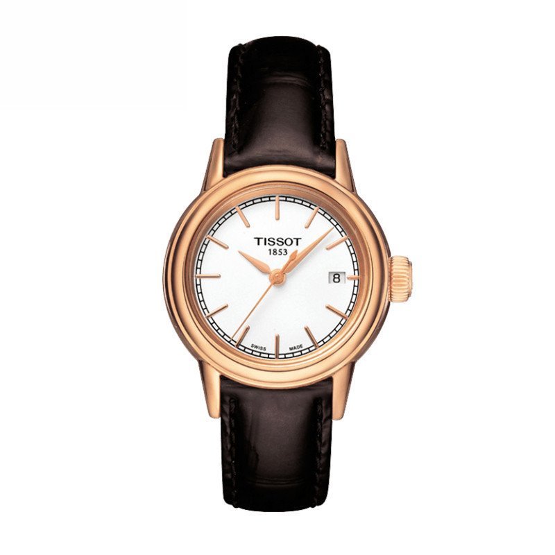 TISSOT天梭手表卡森系列优雅皮带女士手表玫瑰金石英女表女腕表T085.210.36.011.00