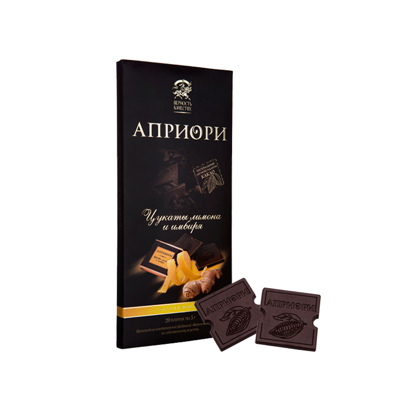安妮斯 俄罗斯进口食品零食65%可可脂柠檬黄姜黑巧克力100克/盒