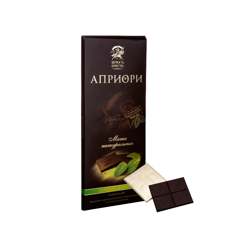 安妮斯 俄罗斯进口食品零食60%可可脂天然薄荷黑巧克力72克/盒