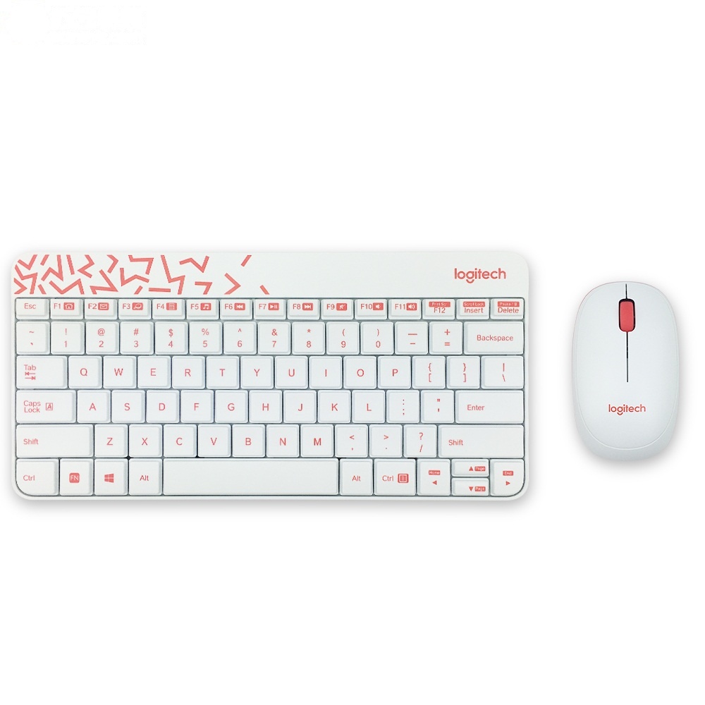 罗技（Logitech）无线键鼠套装 MK240 Nano 无线鼠标无线键盘套装（白粉色）