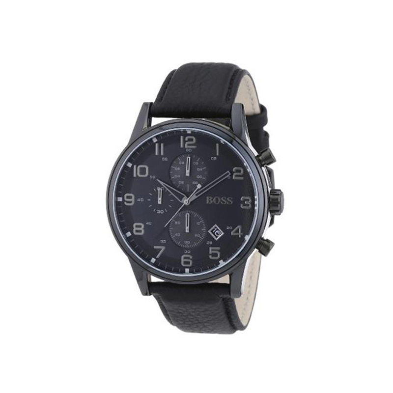雨果博斯(HUGO BOSS)手表 运动时尚瑞士品牌皮革表带圆盘石英表 男 1512445