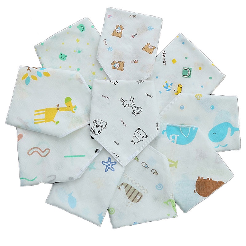10条装宝宝小方巾手巾洗脸巾儿童毛巾手帕婴儿口水巾通用简约小清新宝宝毛巾