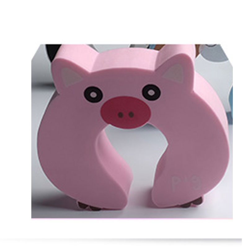 粉红小猪-门卡宝宝防夹手儿童门塞创意卡通动物门缝阻胶卡通形象可爱小猪家居防护用具