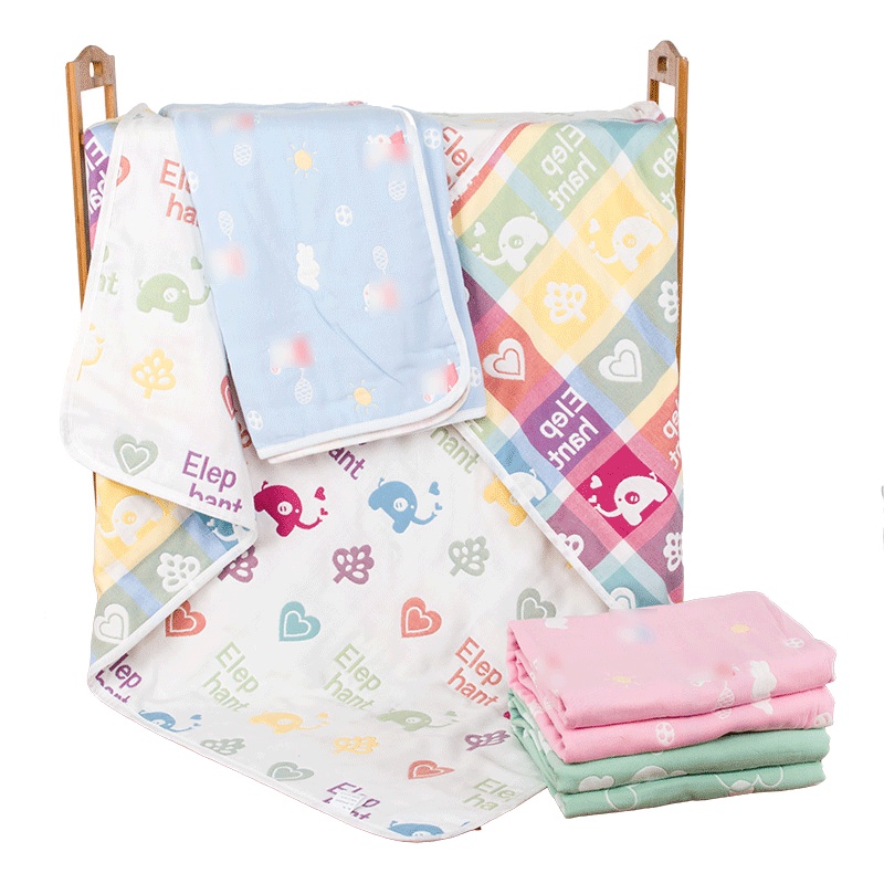 可爱卡通纱布6层加厚盖毯宝宝儿童毛巾被六层通用简约小清新孕婴童床上用品纱布被