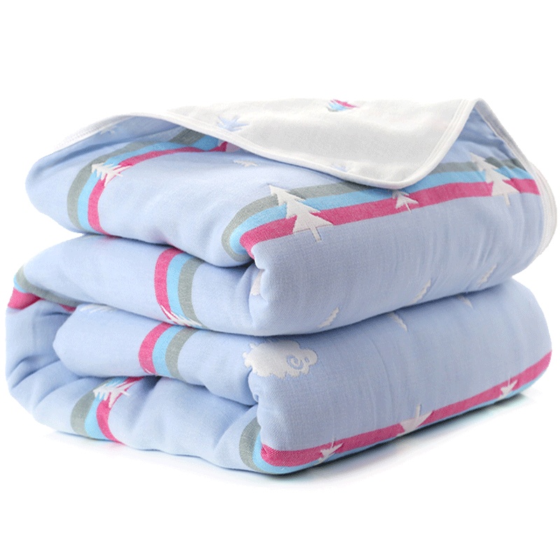 六层纱布毛巾被单人双人毛巾毯儿童婴儿午睡毯通用简约小清新孕婴童床上用品纱布被